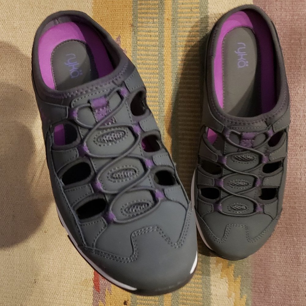RYKA Tensile Women's Gray/Purple Leather Slip-On Mule 11M NIB - Picture 4 of 9
